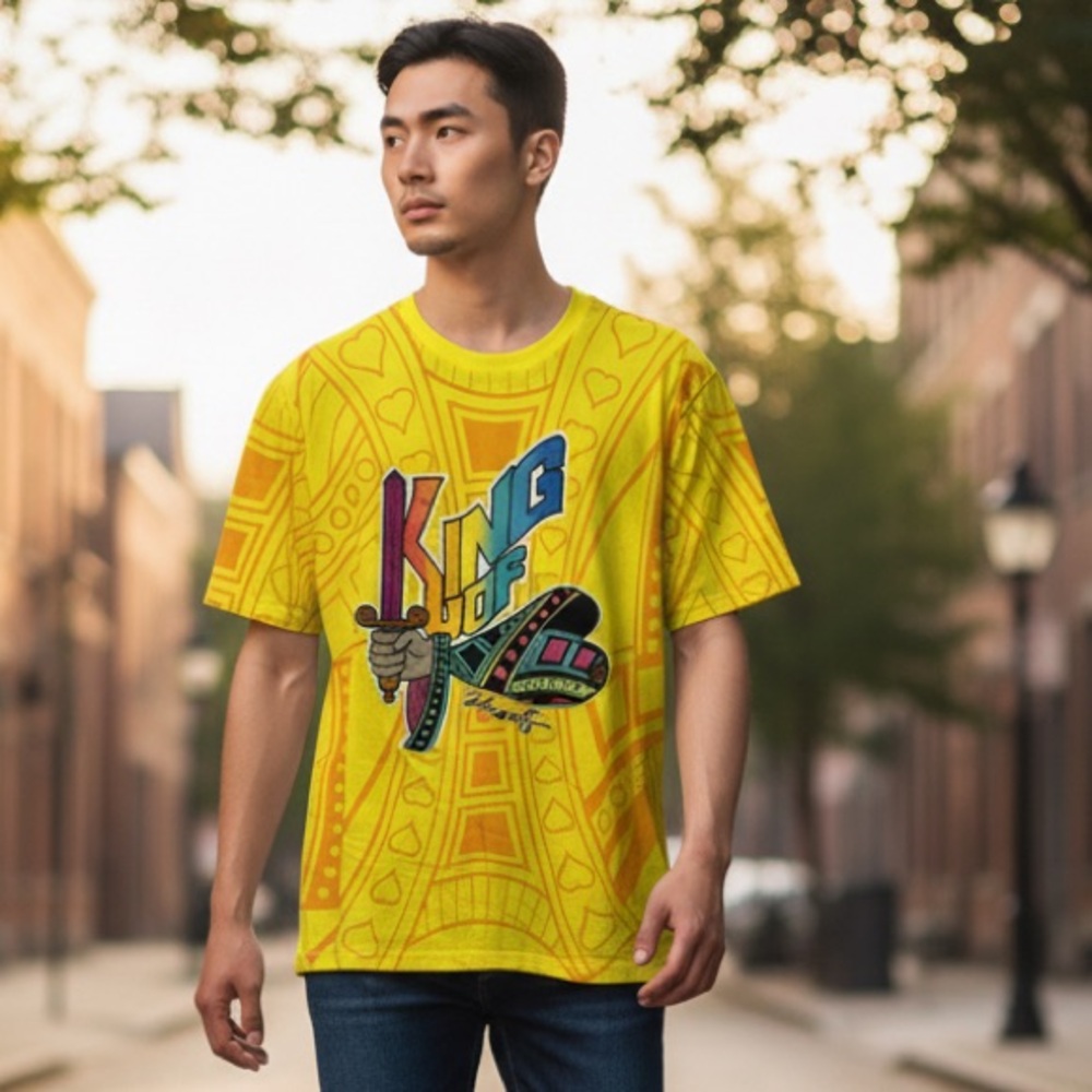 Genuine Merchandise Yellow 'King of Joy' Graphic Tee Size M